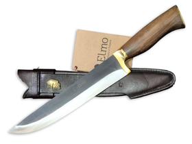 Faca Churrasco Elmo Brut Forge Cabo Madeira Nobre Bainha 9 Pol