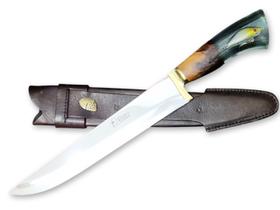 Faca Churrasco Elmo Híbrida Isca De Peixe Aço Inox Bainha 10 Pol