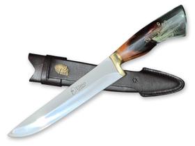 Faca Churrasco Elmo Híbrida Isca De Peixe Aço Inox Bainha 8 Pol