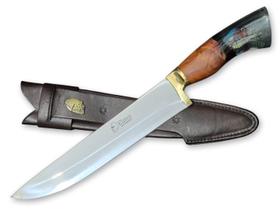 Faca Churrasco Elmo Híbrida Isca De Peixe Aço Inox Bainha 9 Pol