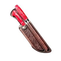 Faca Churrasco Inox Profissional Chaira e Bainha Couro