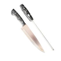 Faca Churrasco Inox Profissional Chaira e Bainha Couro