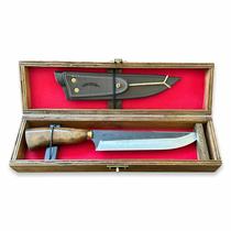 Faca Churrasco Inox Rustica 8P com caixa de madeira