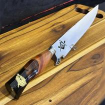 Faca Churrasco Maçom 10pol Aço Inox Maçonaria Híbrida Cor do cabo:Marrom