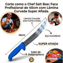 Faca Churrasco Profissional de 40cm com Lâmina Curvada Salt Bae Chef Faca Churrasco Profissional de 40cm com Lâmina Curvada Salt Bae Chef