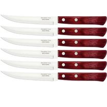 Faca Churrasco Tramontina Polywod Cabo Madeira Inox Vermelho
