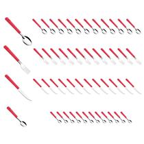Faca Colher Garfo Colher Chá Inox Vermelho Luna - 48 un Faca Colher Garfo Colher Chá Inox Vermelho Luna - 48 un