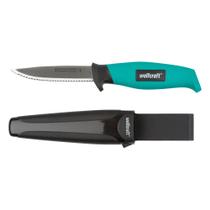 Faca com Lâmina Serrilhada de Aço Inoxidável 95mm com Coldre 408600 Wolfcraft