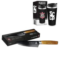Faca Corinthians + copo termico Aço Inox Oficial Churrasco Presente Carne Faca Corinthians + copo termico Aço Inox Oficial Churrasco Presente Carne