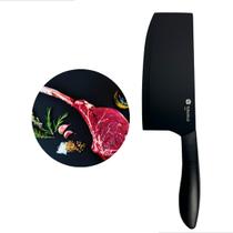 Faca Cutelo All Black Cabo Soft Touch Tavolo Resistente Utensilio Cozinha Churrasco Moderno