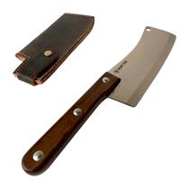 Faca Cutelo Gourmet Com Furo Aço Inox 19cm x 6cm Com Bainha