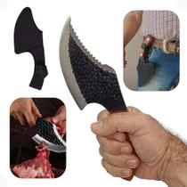 Faca Cutelo Inox Fulltang Damasco Cabo de Madeira Churrasco