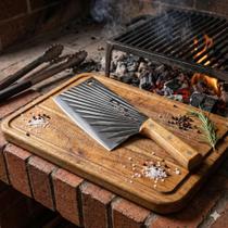 Faca Cutelo Machadinha Artesanal Chef Lâmina Larga Inoxidável Corte Osso Carne Alta Resistência