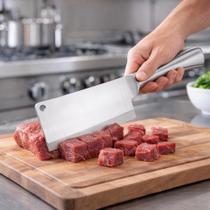 Faca Cutelo Machadinha Inox 6 Polegadas Profissional Açougueiro Medida 28cm Para Cozinha Churrasco A