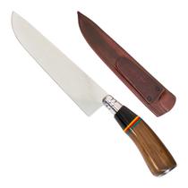 Faca De Aço Inox 9 Polegadas Com Cabo De Madeira E Chifre Artesanal Gaúcho Para Cozinha Churrasco Chef Profissional Presente Faca De Aço Inox 9 Polegadas Com Cabo De Madeira E Chifre Artesanal Gaúcho Para Cozinha Churrasco Chef Profissional Presente