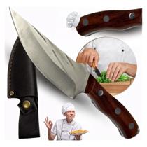 Faca De Caça Artesanal Com Bainha Aço Inox Afiada Churrasco