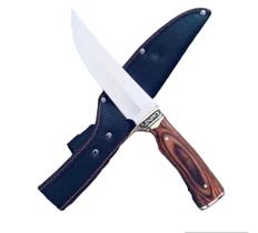 Faca de Caça Pesca Churrasco Luxo Fulltang Inox G59 C/ Bainha- DOURADA