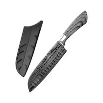 Faca De Chef Damascus Laser 5 7 8 Polegadas Santoku Japonesa Para Carne, Slicer Para Peixe E