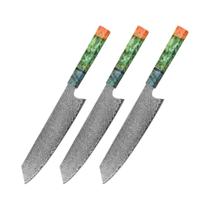 Faca De Chef De 8 Polegadas Em Aço Damasco VG10 Com 67 Camadas E Cabo De Madeira Colorida Faca De Chef De 8 Polegadas Em Aço Damasco VG10 Com 67 Camadas E Cabo De Madeira Colorida