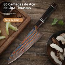 Faca De Chef De Aço Damasco De Titânio De 8 Polegadas, Super Afiada, Cabo De Madeira De Ébano, Faca