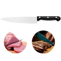 Faca De Chef Profissional De Cozinha Em Inox Com Cabo Preto