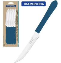 Faca De Churrasco De Inox 4''Cabo Azul Claro Com 12 Pçs Leme Faca De Churrasco De Inox 4''Cabo Azul Claro Com 12 Pçs Leme