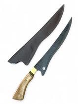 Faca de Churrasco Fileteira 10 Onix Gold Artesanal com Bainha Carbono Recanto da Brasa