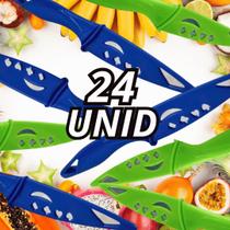 Faca de Cozinha 3" 24 Peças Com Capa Protetora Em Aço Inox Para Cortar Frutas Legumes Salada