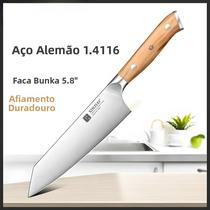 Faca De Cozinha Bunka De 5.8 Polegadas Com Cabo De Madeira De Oliveira Premium E Lâmina De Aço