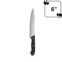 Faca de Cozinha Churrasco Carne Salada Legumes Inox 6 Polegadas Cabo Preto Útil Bazar