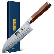Faca de Cozinha HOSHANHO Santoku 7" Aço Carbono Alto Cabo de Madeira Faca de Cozinha HOSHANHO Santoku 7" Aço Carbono Alto Cabo de Madeira
