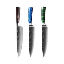 Faca De Cozinha Japonesa Santoku Ultra-Afiada Com Padrão De Damasco, Faca Para Carne, Descascador De Faca De Cozinha Japonesa Santoku Ultra-Afiada Com Padrão De Damasco, Faca Para Carne, Descascador De