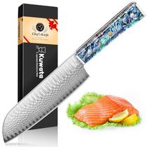 Faca de Cozinha Kuwata Santoku Damascus Aço VG10 Cabo em G-10 Faca de Cozinha Kuwata Santoku Damascus Aço VG10 Cabo em G-10