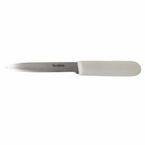 Faca de Cozinha Pequena Picar Temperos Aço Inox Cabo Plástico Branco 20cm Corte Preciso