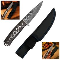 Faca de Damasco com Cabo de Madeira e Bainha para Pesca/Churrasco SLKA39