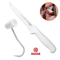 Faca de Desossa + Gancho 15 cm Mundial Profissional Açougue Frigorífico Mão Esquerda Central Direita