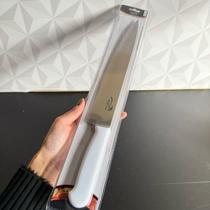 Faca de inox comprida - 37cm com cabo de plástico branco para cozinha churrasco