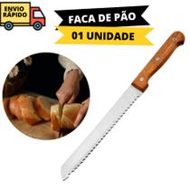 Faca De Inox E Cabo de Madeira Com Serra Para Cortar Pães Bolos De Cozinha Padarias