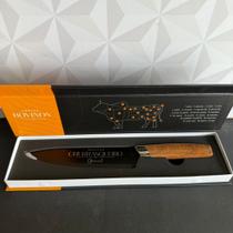 Faca de inox preta personalizada mestre churrasqueiro na caixa com cabo de madeira para churrasco Faca de inox preta personalizada mestre churrasqueiro na caixa com cabo de madeira para churrasco