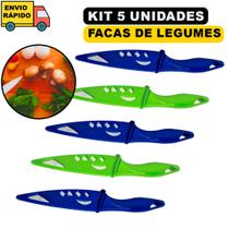 Faca De Legumes Coloridas Kit Com 5 Peças Jogo De Aço Inox Para Cozinha, Churrasco Frutas Facas Afia Faca De Legumes Coloridas Kit Com 5 Peças Jogo De Aço Inox Para Cozinha, Churrasco Frutas Facas Afia