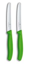 Faca de mesa 22cm lâmina serrilhada 11cm Victorinox Swiss Made Verde 2 peças Faca de mesa 22cm lâmina serrilhada 11cm Victorinox Swiss Made Verde 2 peças