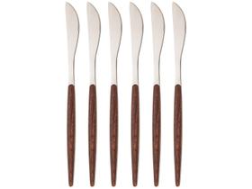 Faca de Mesa Aço Inox com Cabo em Estampa de Madeira Organic Plástico ABS Lyor 22cm