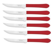 Faca De Mesa Churrasco Inox Tramontina Leme Vermelha 6 peças Faca De Mesa Churrasco Inox Tramontina Leme Vermelha 6 peças