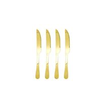 Faca de Mesa Dourado Serrilhada Churrasco Inox Jogo 4un