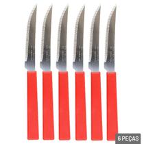 Faca de Mesa Inox 6 Pçs OPA Cabo Plástico Vermelho - Tudo em Caixa Faca de Mesa Inox 6 Pçs OPA Cabo Plástico Vermelho - Tudo em Caixa