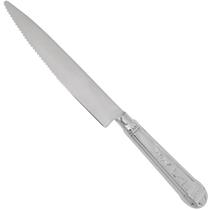 Faca de Mesa Para Churrasco Aço Inox 24cm Modelo Prateada Lâmina Serrilhada Talher