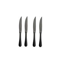 Faca de Mesa Preto Serrilhada Talher Metal Jogo 4un