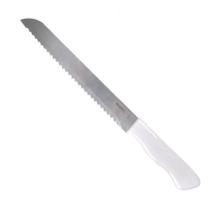 Faca de Pão Bolo Torta Lâmina Aço Inox 8 Polgadas 32,5cm Original Line Cabo Plástico Branco Cozinha Serra Serrilha QUANT