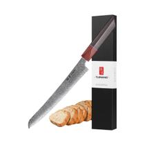 Faca De Pão Serrilhada De 8,5 Polegadas, Faca De Chef Japonesa Em Aço Damasco Forjada À Mão Para