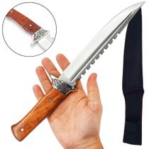 Faca de Pesca e Camping Inox Serrilhado Superior Limpa Escamas Cabo Premium TB090664